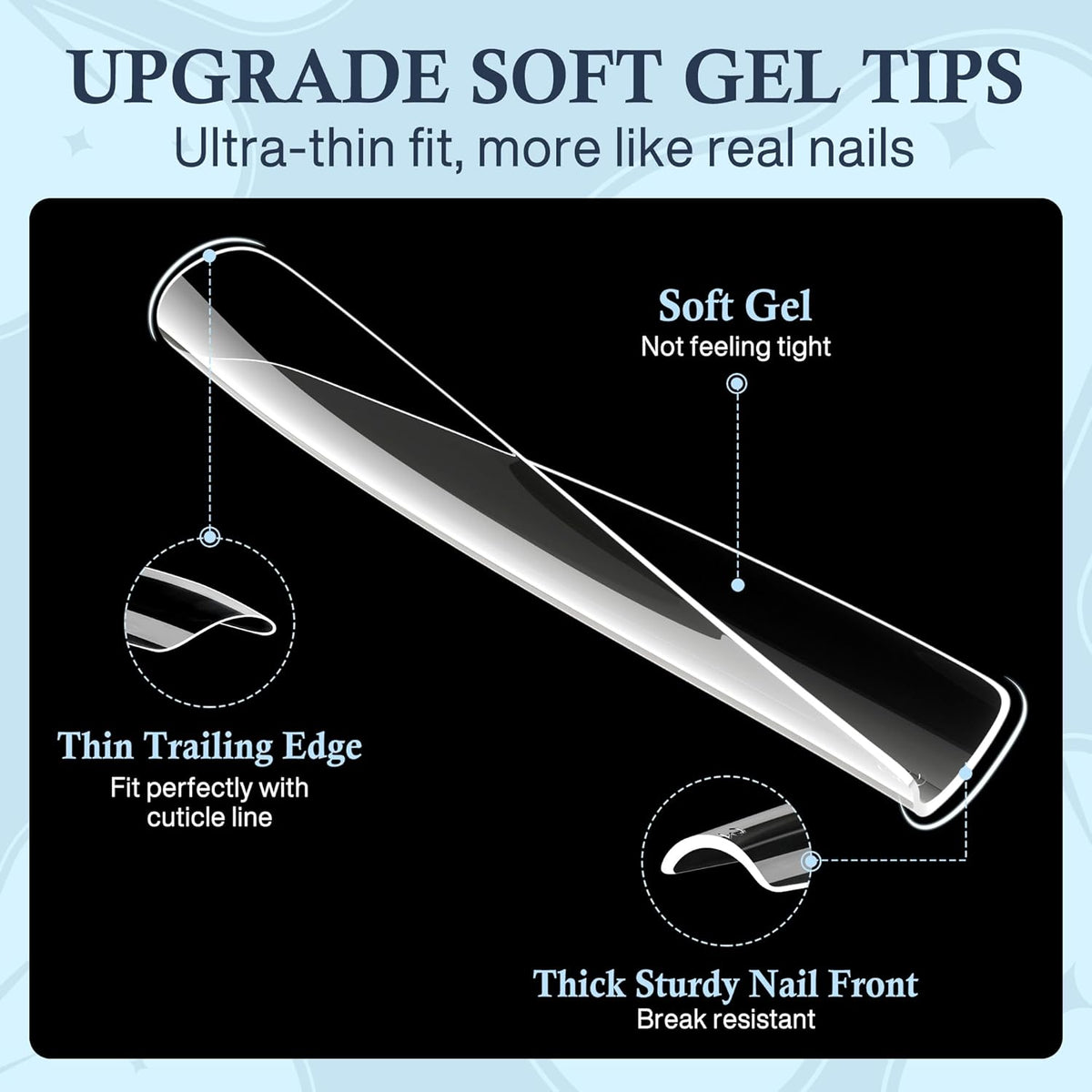 Tapered Square Nail Tips, XXL 240Pcs 12 Sizes Full Cover Fake Nails Extra Long Straight Nail Tips