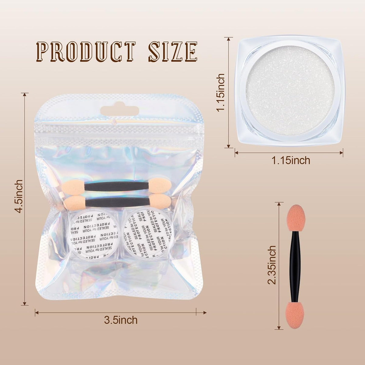 Artdone 2 Jars Chrome Nail Powder White and Gold Pearl,Iridescent Aurora Powder Metallic Mirror
