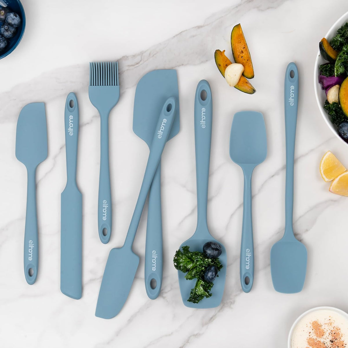 Elihome Skinny Silicone Spoonula - Non-Stick Heat Resistant Silicone Scraper Spatula for Mixing