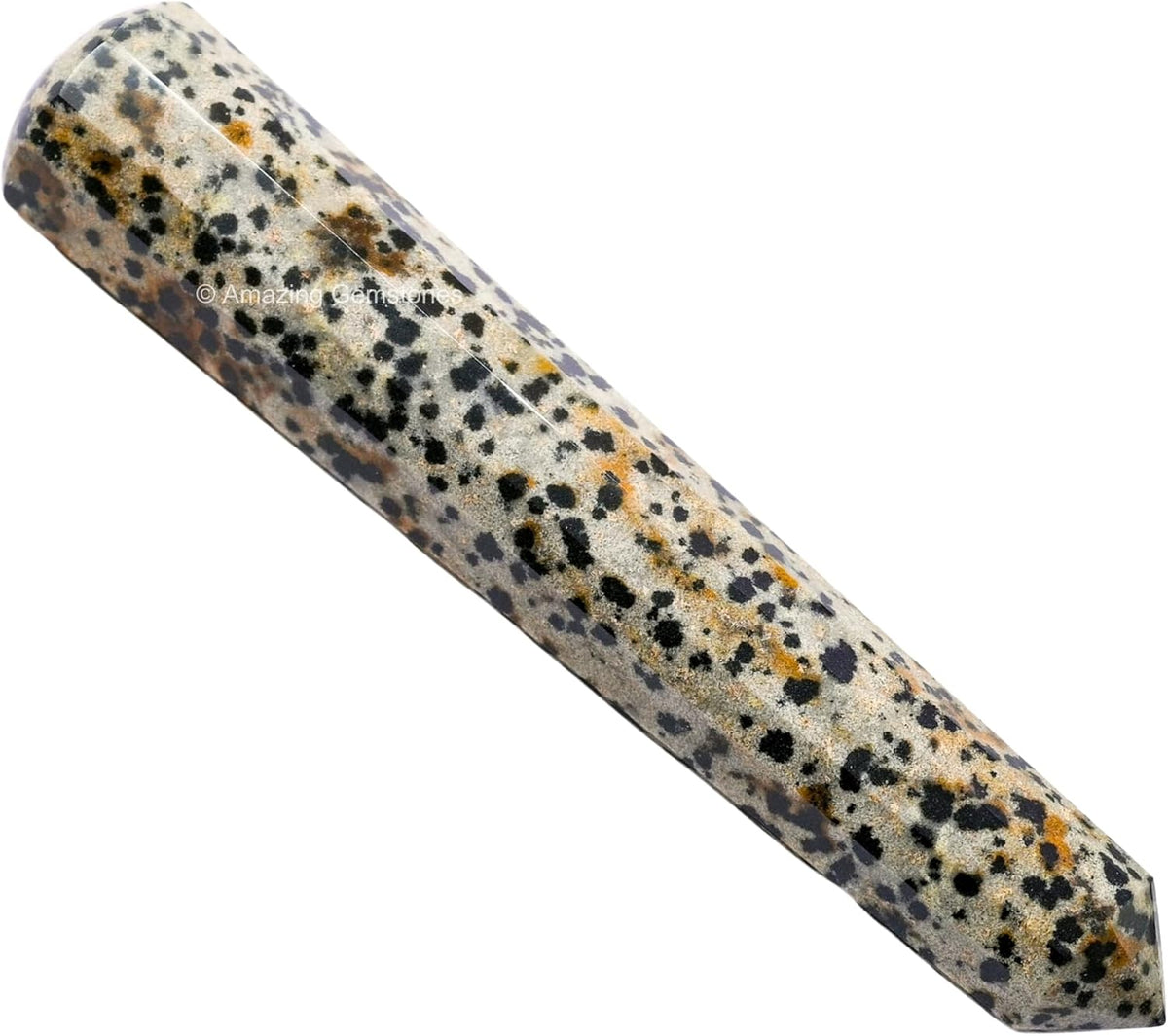 Amazing Gemstone Dalmatian Jasper Crystal Wand Massage Stick - Pelvic Wand Gua Sha for Adults