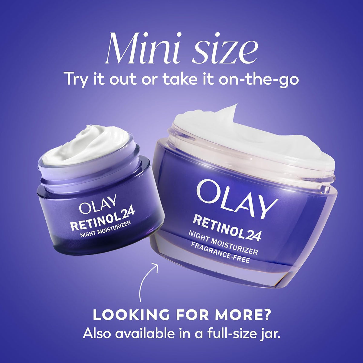 Olay Retinol 24 Face Moisturizer, Anti-Aging Night Cream for Women, Trial Size, Fragrance-Free, Non