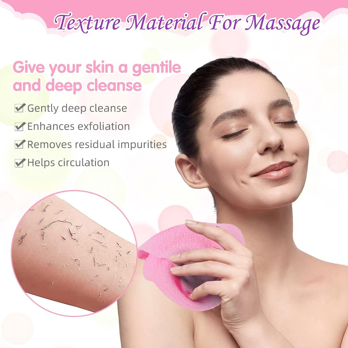 Moukeren Exfoliating Back Scrubber with Handles 4 Pack Nylon Back Exfoliator Extended Length