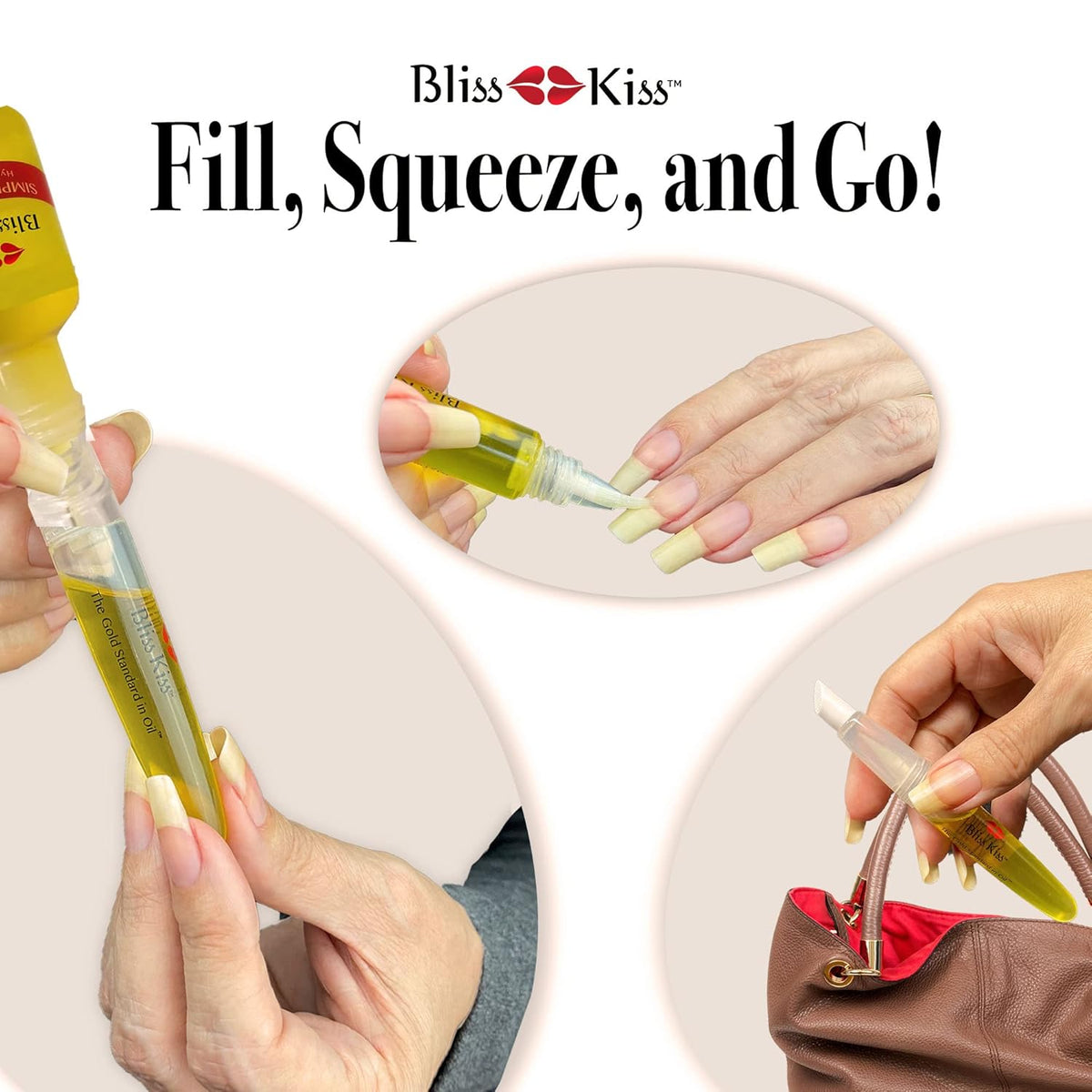 Bliss Kiss Refillable Cuticle Nail Oil Pen with Brush and Simply Pure Cuticle Oil for Nails 15 ml