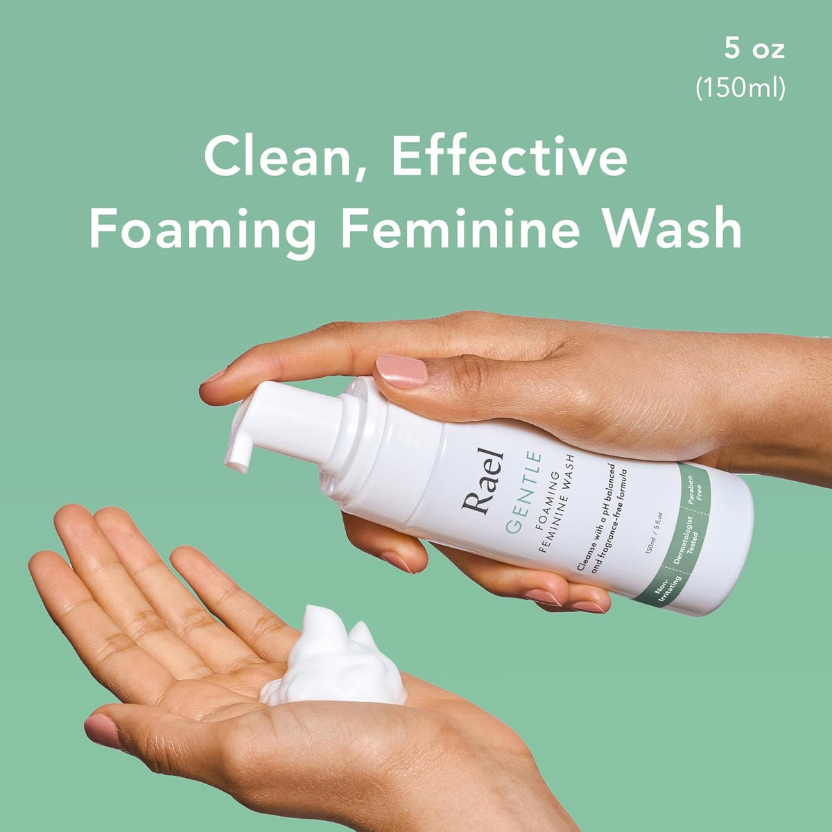 Rael Feminine Wash, Foaming Cleanser, pH Balanced Intimate Care for Women, Unscented, Clean