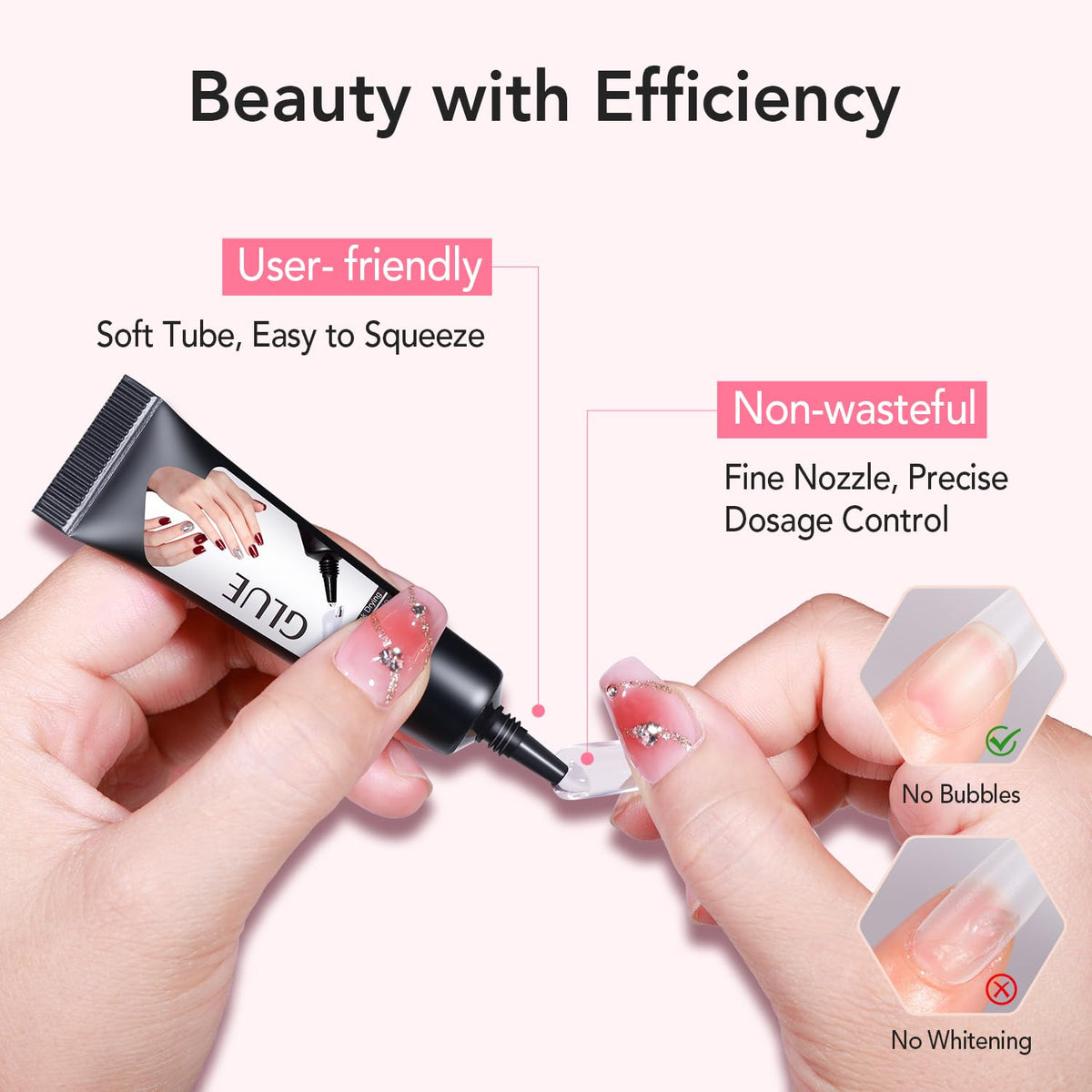 Curvlife Newly Upgraded Quick Drying 10g Semi Solid Nail Glue Gel with 10ml Remover Kit for Press