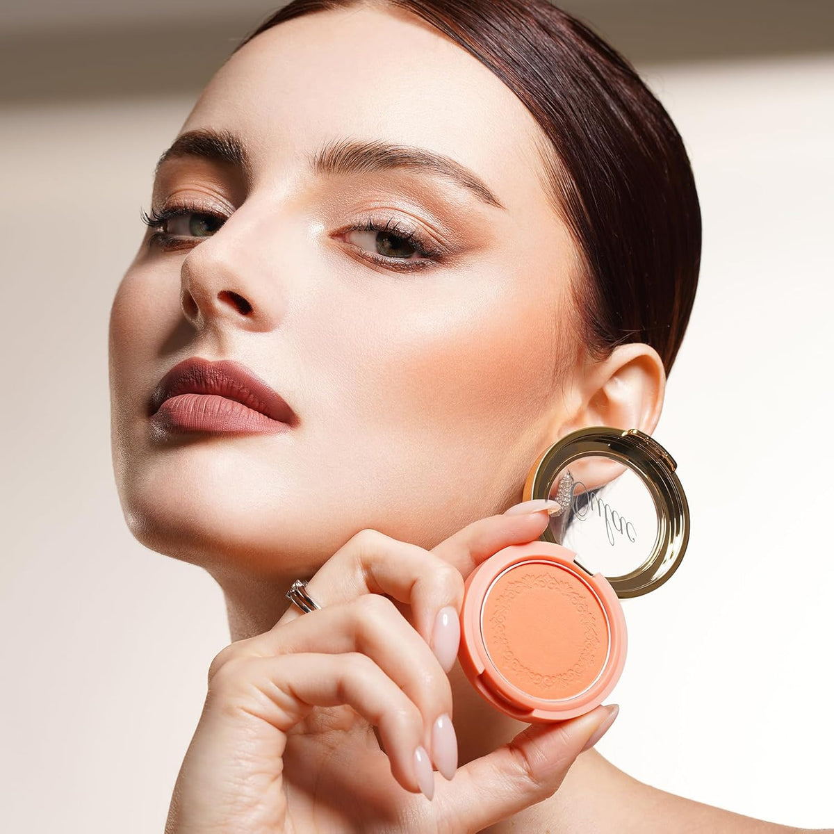 Oulac Peach Blush Makeup Fair Skin| Pigmented Powery Blush Korean Style| Natural Radiant Look|
