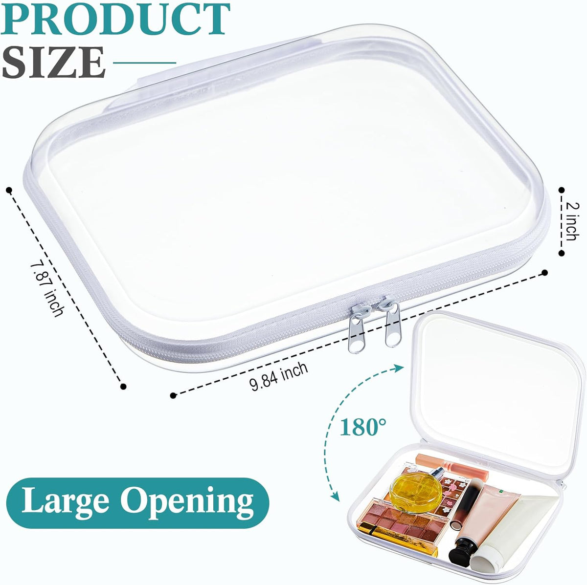 Sanwuta 4 Pcs Clear Hard Zipper Case with Handle Office Storage Cases Hard Plastic Pouches