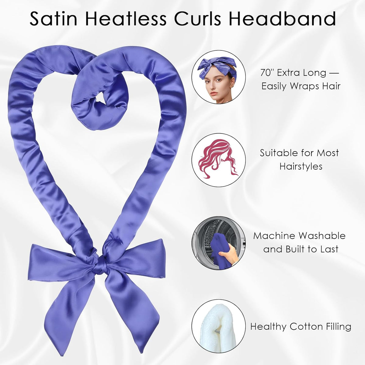 weiwei Satin Heatless Curlers Hair Curler, No Heat Curls Overnight Hair Curlers to Sleep In
