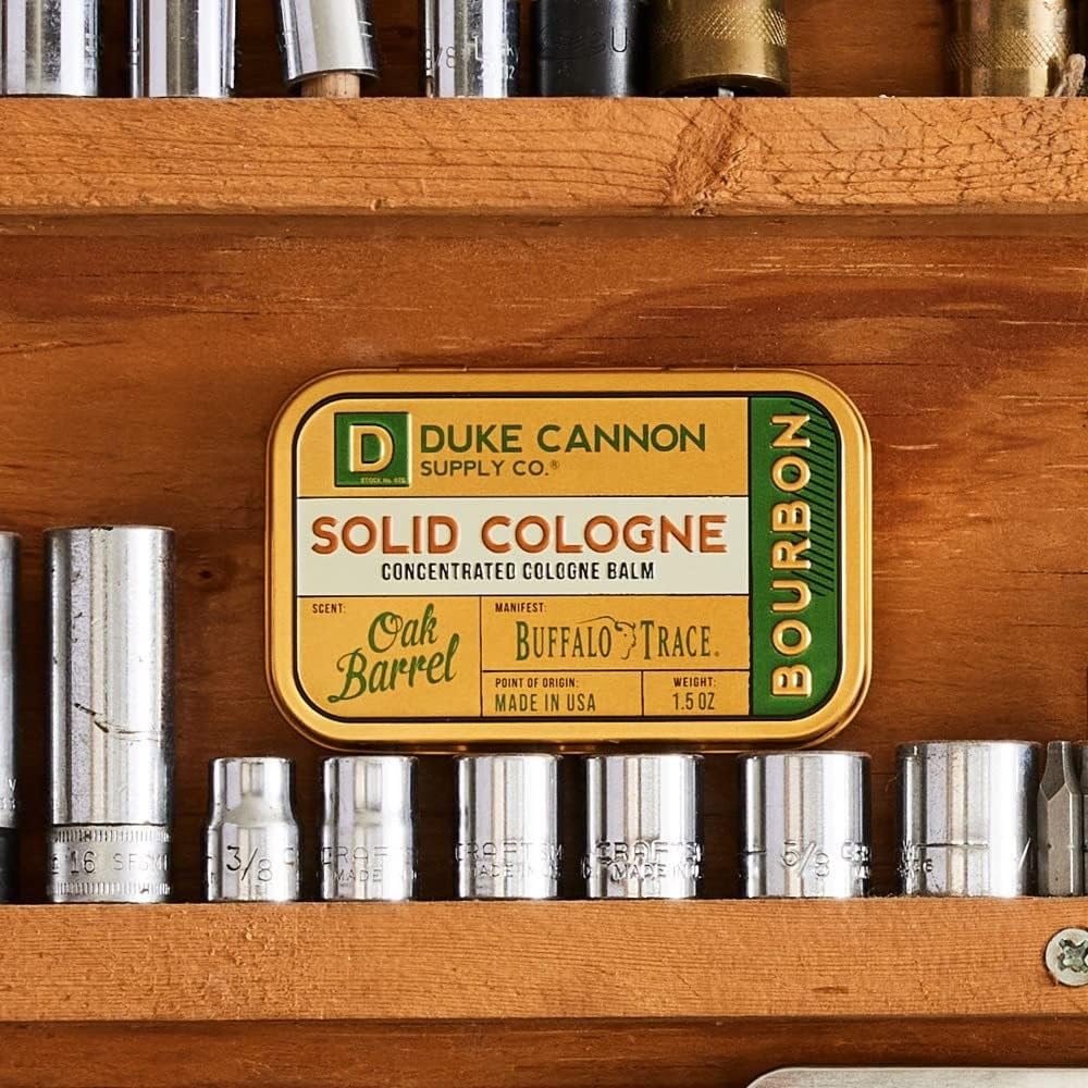 Duke Cannon Supply Co. Solid Cologne for Men Bourbon (Woodsy, Charred Oak Barrel Scent)