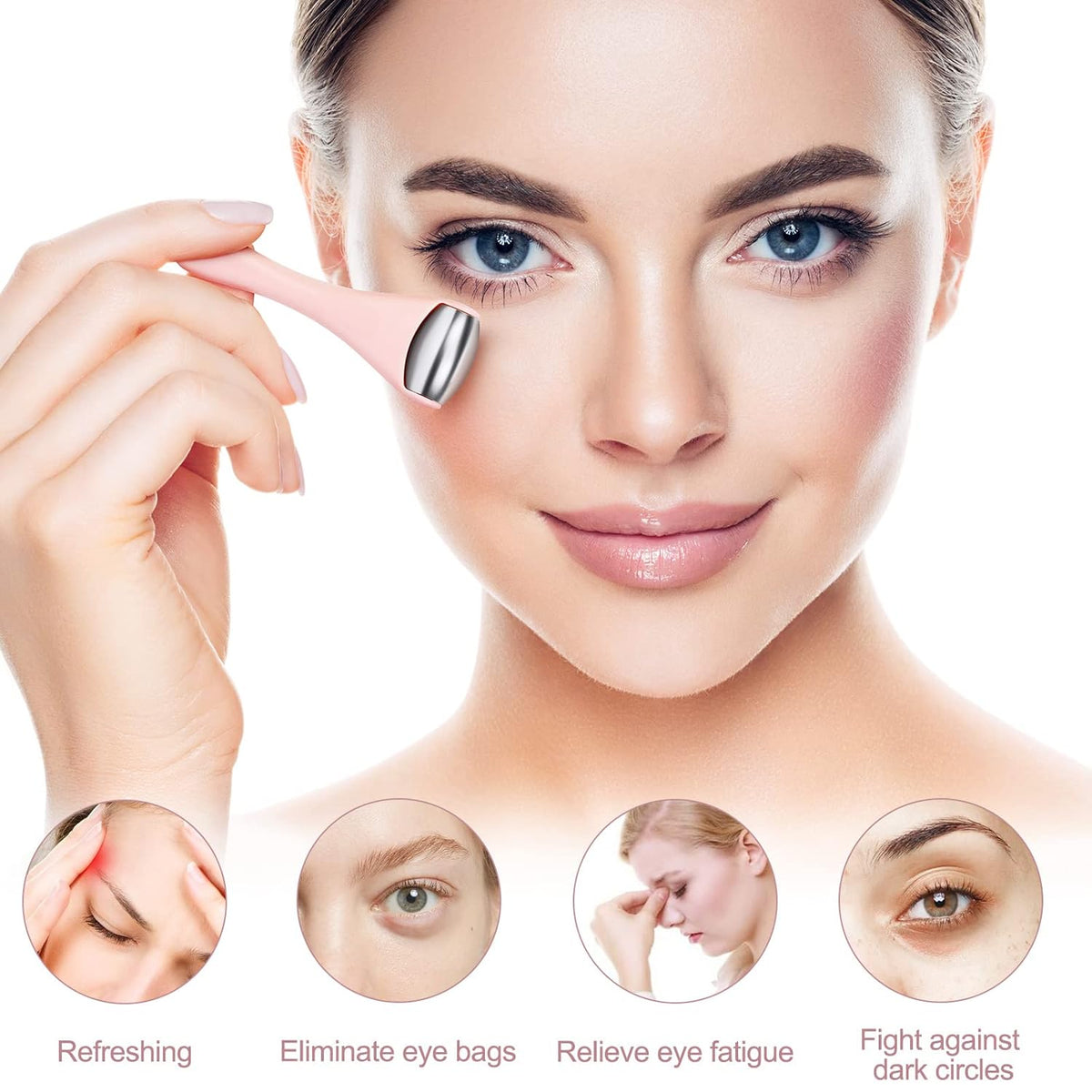 MAANGE Mini Eye & Face Rollers for Eye Massager, Stainless Steel Eye Ice Roller for Relief