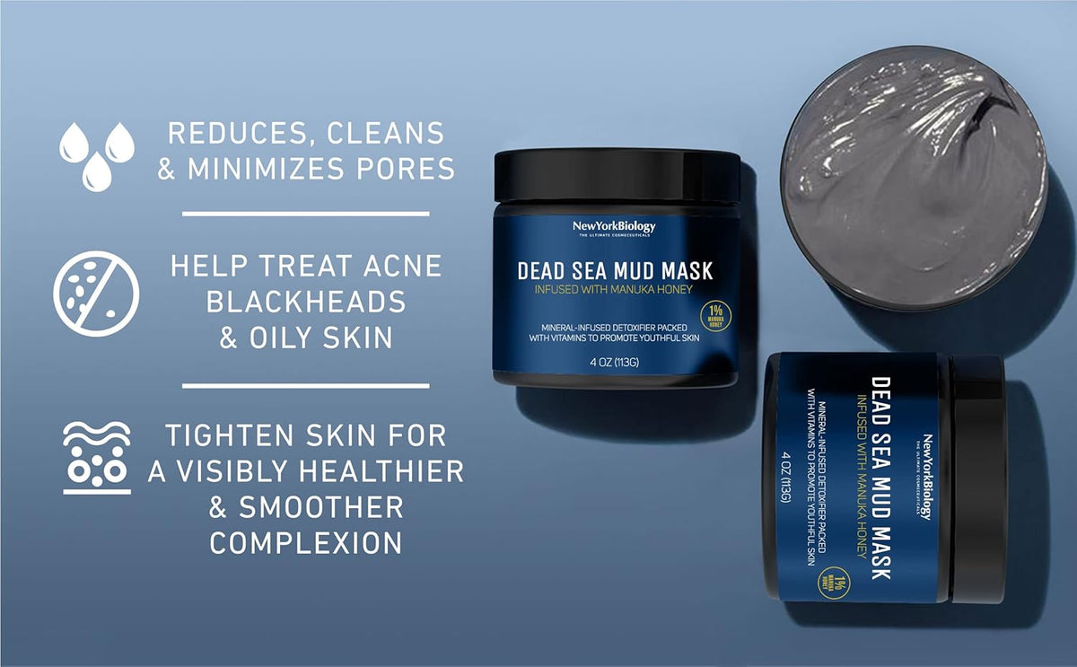 New York Biology Dead Sea Mud Mask for Face and Body | with Manuka Honey | Spa Quality Pore Refiner