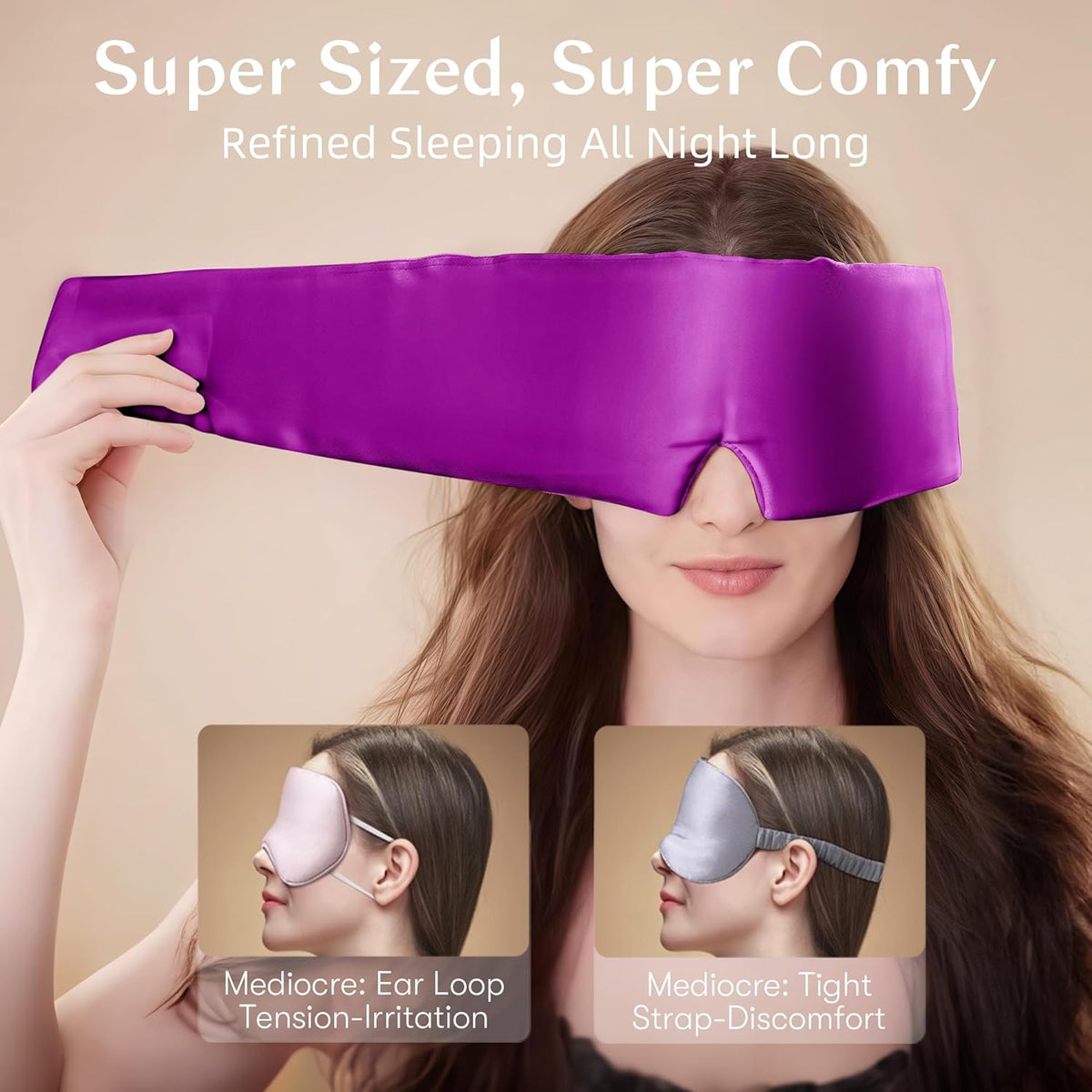 Silk Sleep Mask for Women and Men, Side Sleeper, 22 Momme Pure Mulberry Silk Total Blackout 100%
