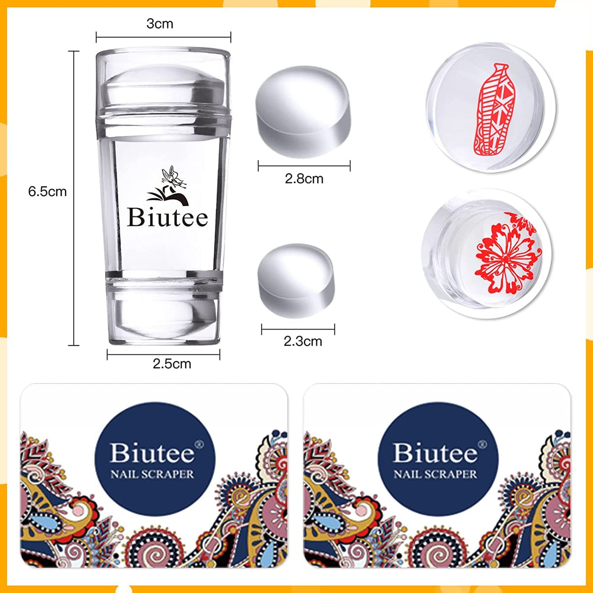 Biutee 19pcs Nail Stamp Plates set 15 plate 1Stamper 2Scraper 1storage bag Nails Art Stamping Plate