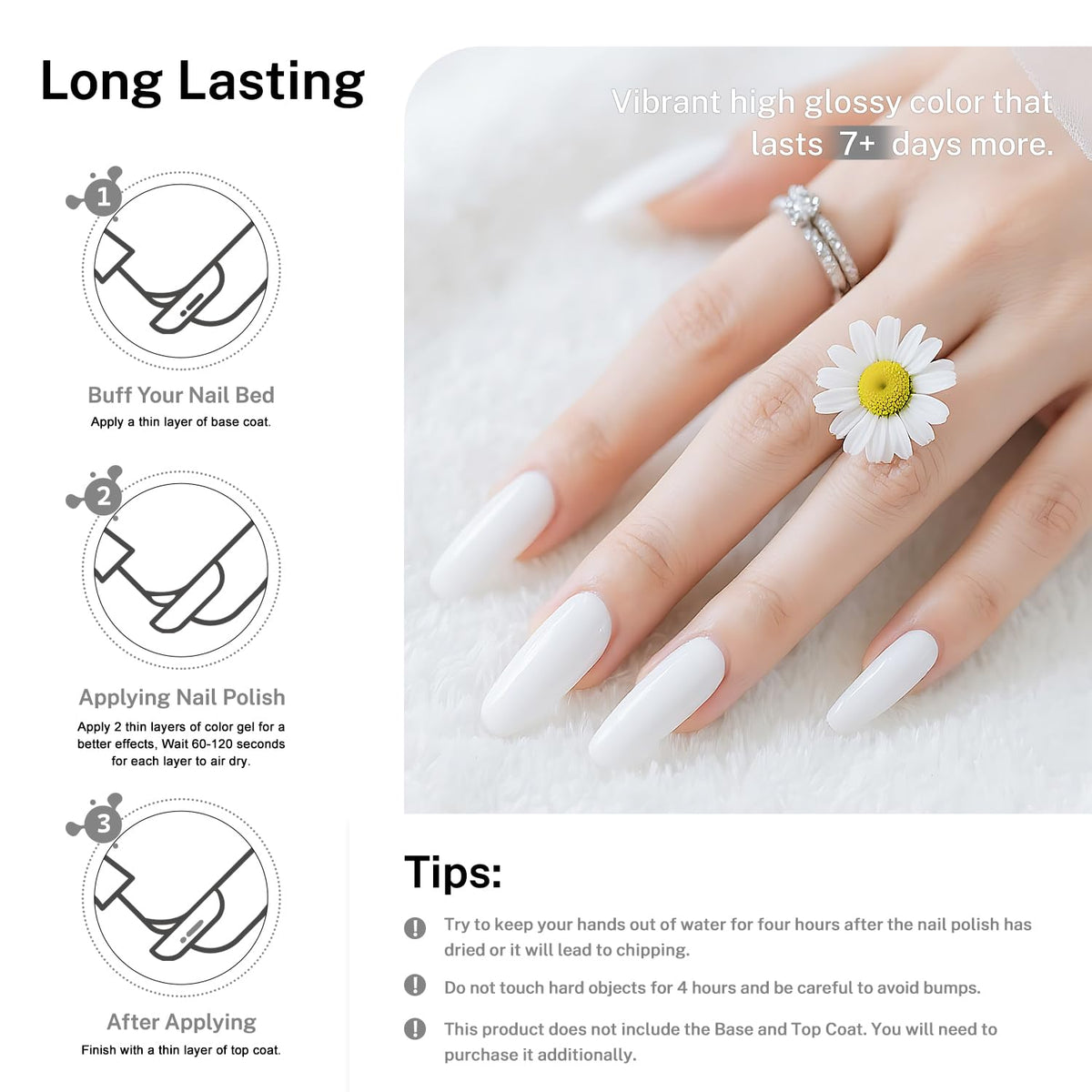 16.5ml White Nail Polish Large Volume Quick Drying Nail Polish, Fast Drying and Long Lasting Color