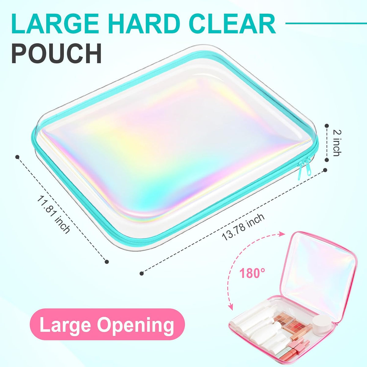 Sanwuta 6 Pcs Clear Hard Zipper Case Pencil Pouches Hard Plastic Zipper Pouches Makeup Bag