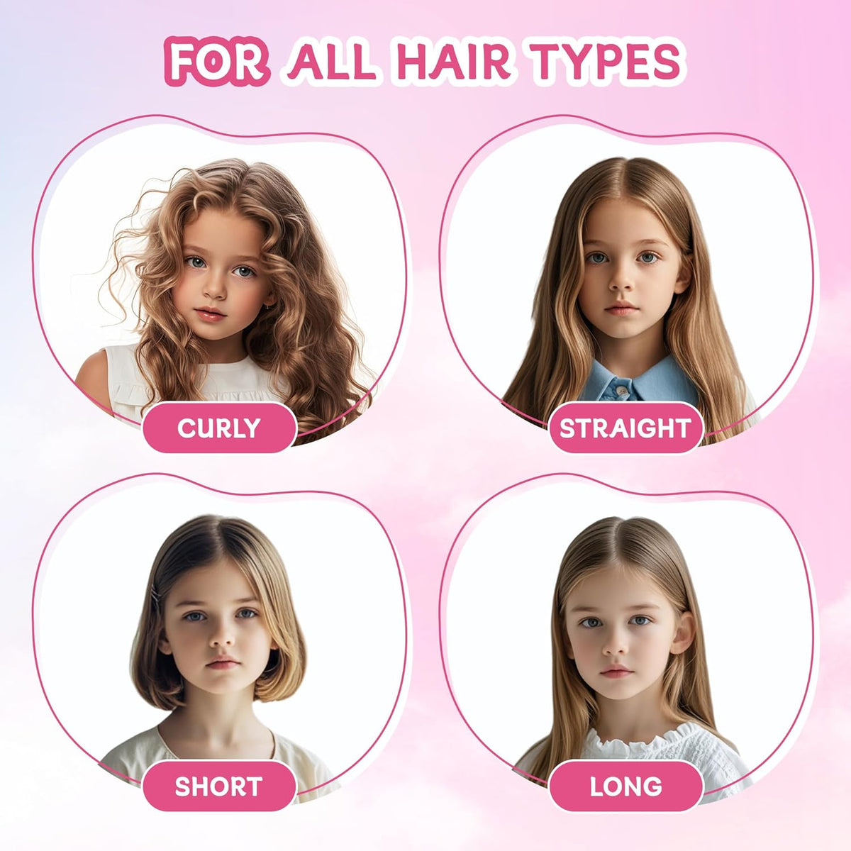 Girls Heatless Curls Overnight, Kids Unicorn Hair Rollers with Hair Clips, Hair Accessories for