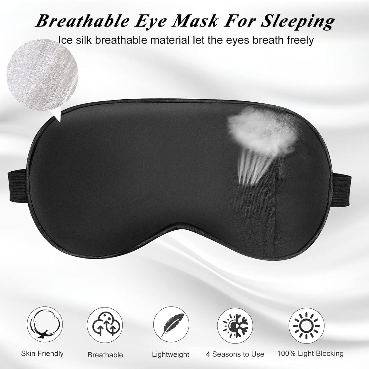 Eye Mask, Cooling Sleep Mask Gel Eye Mask for Sleeping, Black Silk Sleeping Mask for Travel, Gifts