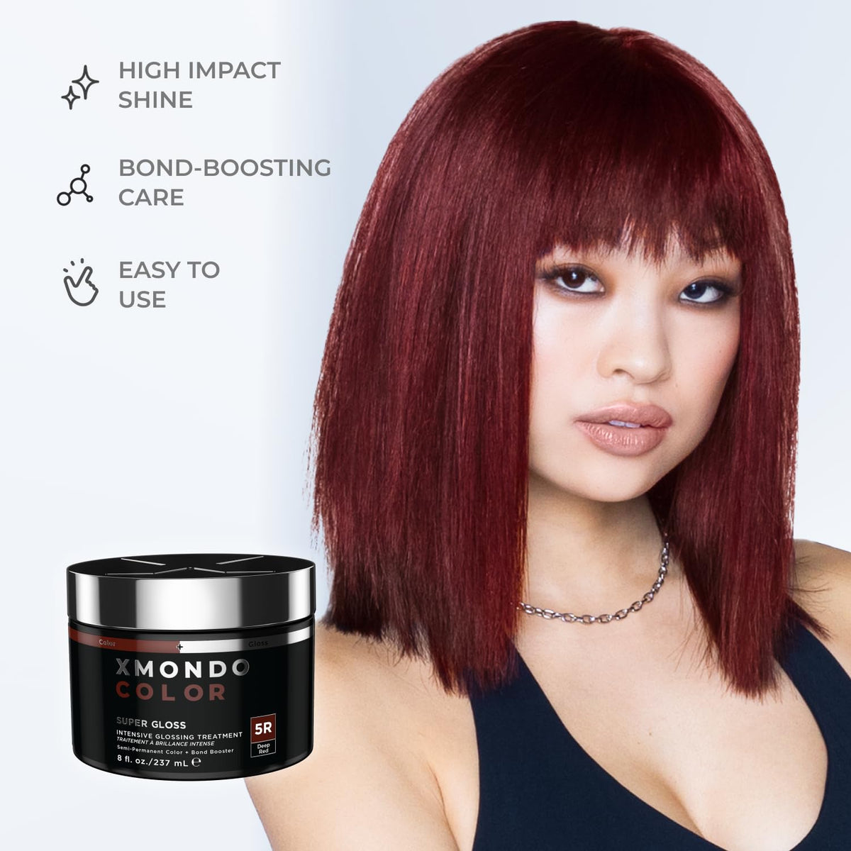 XMONDO Color Deep Red Brown Color Depositing Mask & Semi-Permanent Hair Dye Super Gloss Infused