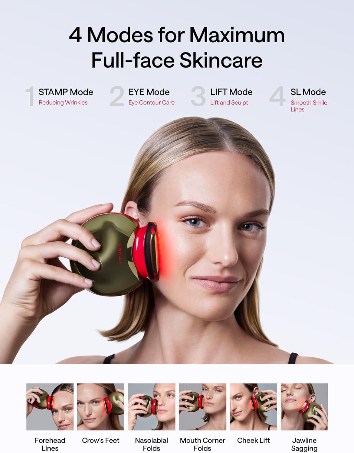 JMOON NouvelleSkin Facial Toning Device, FDA-Cleared Microcurrent Facial Device and Red Light