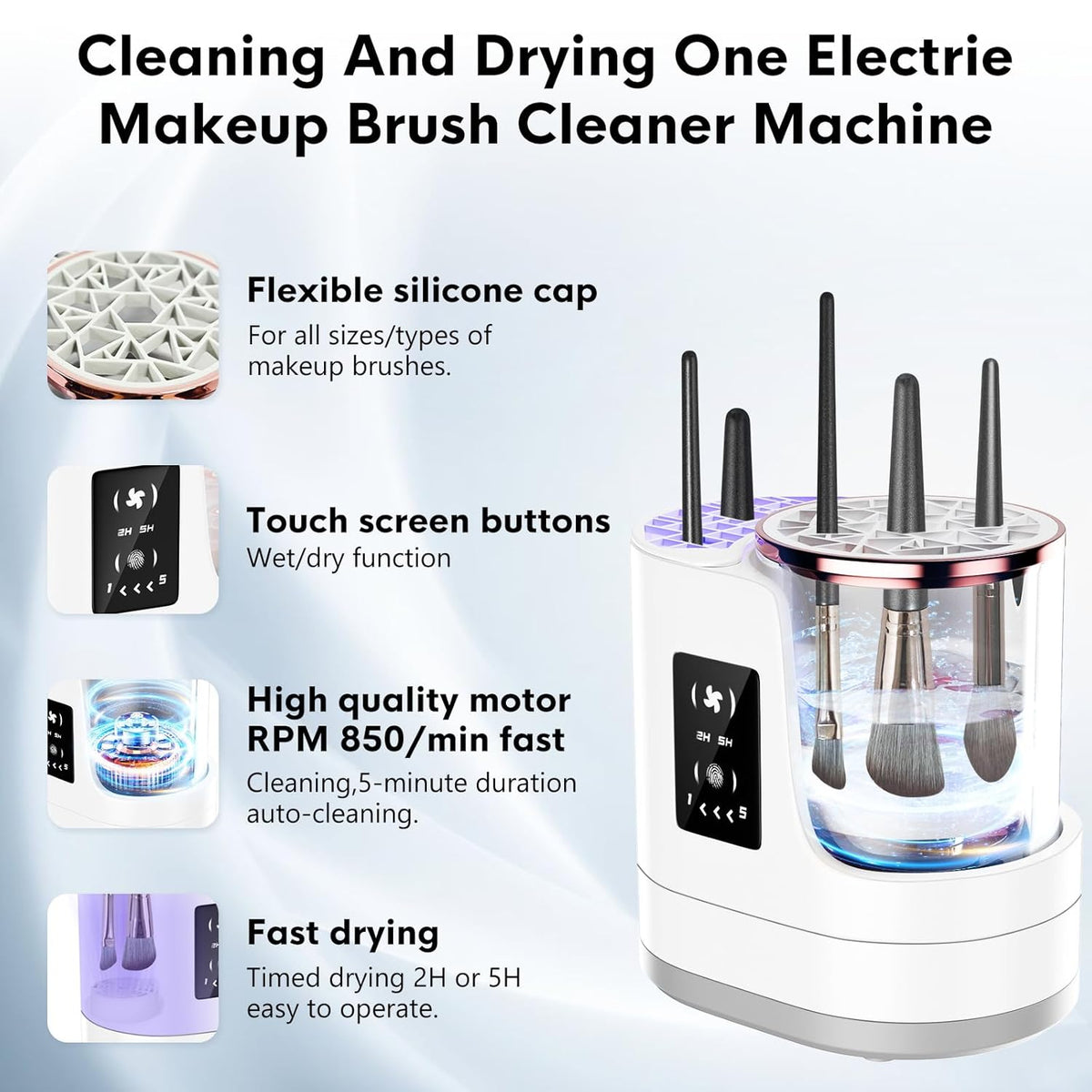 3 IN 1 Electric Makeup Brush Cleaner,Automatic Makeup Brush Cleaner with Makeup Brush