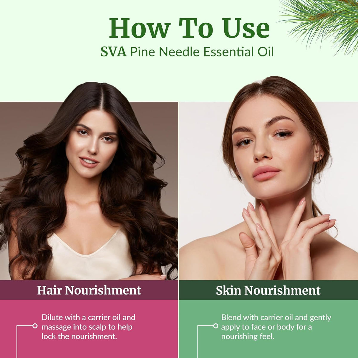 SVA Pine Needle Essential Oil – 4 Fl Oz – 100% Natural Pine Needle Oil - for Diffuser, Hair Care