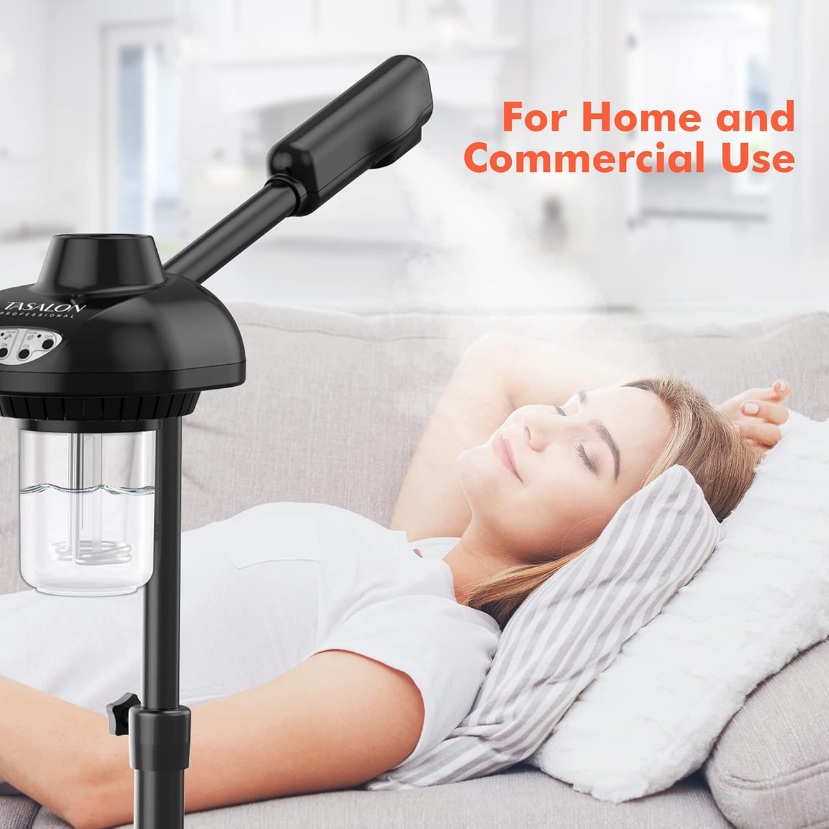 TASALON Facial Steamer on Wheels - Face Steamer for Professional Skin Rejuvenation, Facial Steamer