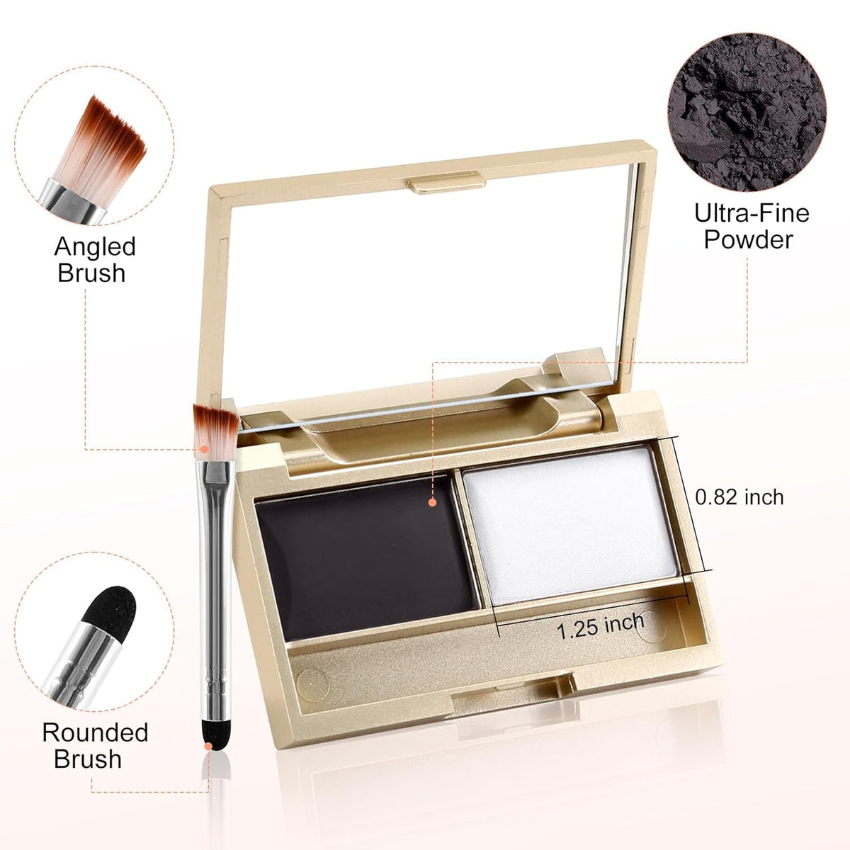 Boobeen Eyebrow Powder Kit, 2-color Waterproof Eyebrow Palette Makeup to Definer & Filler Brows