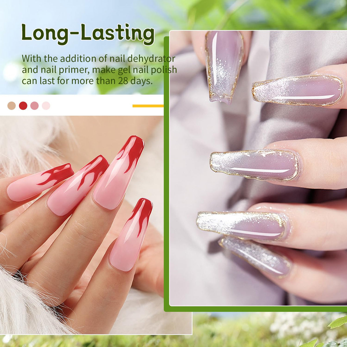 JODSONE 4Pcs Base Coat Top Coat Nail Primer Nail Dehydrator for Long Lasting Manicures Prep Protect