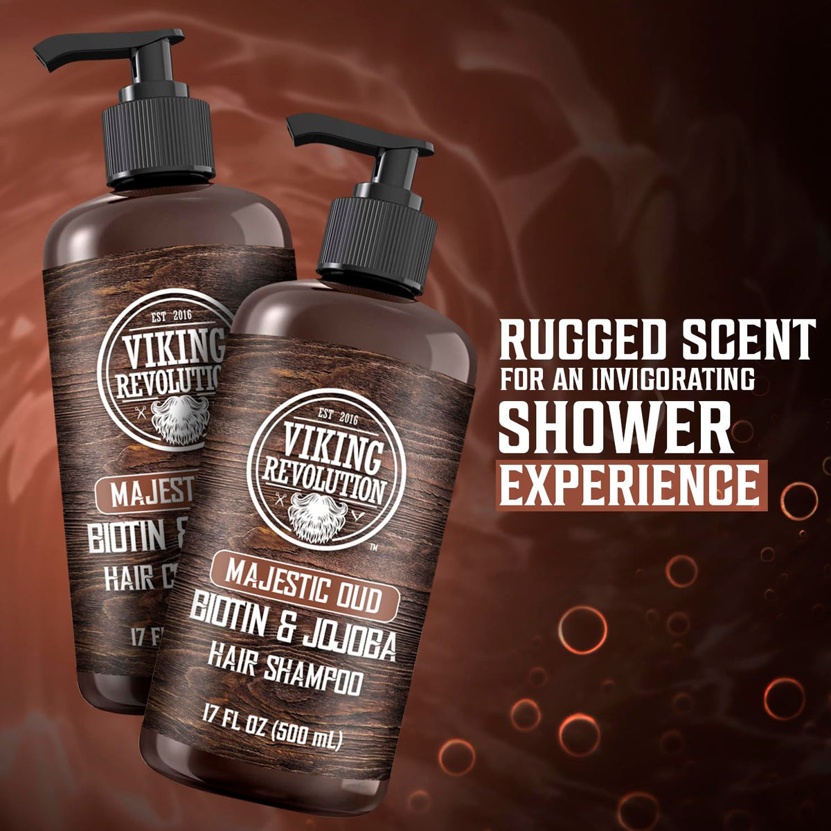 Viking Revolution Majestic Oud Mens Shampoo and Conditioner Set with Biotin and Jojoba Oil