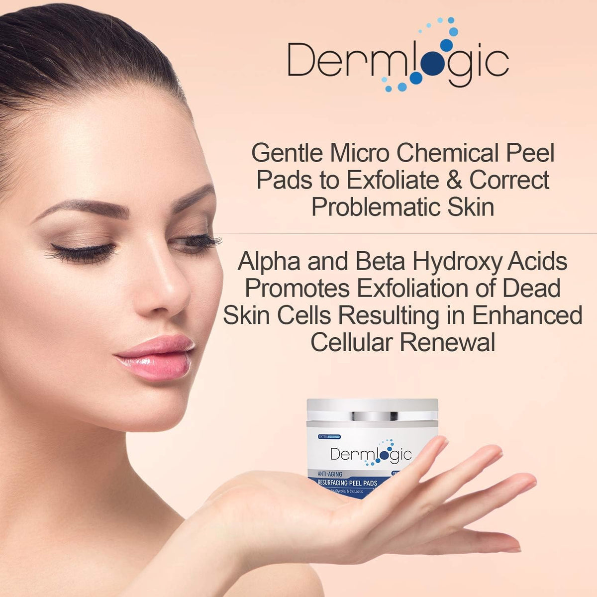 Anti Aging Resurfacing Peel Pads- Triple Action Chemical Peel Pads Combined with Glycolic, Lactic