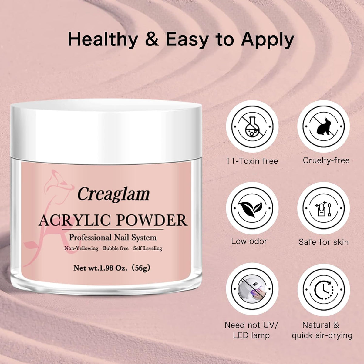 Acrylic Powder for Nail 56g: 2oz Papaya Punch Acrylic Powder Large Capacity Professional for 3D Art