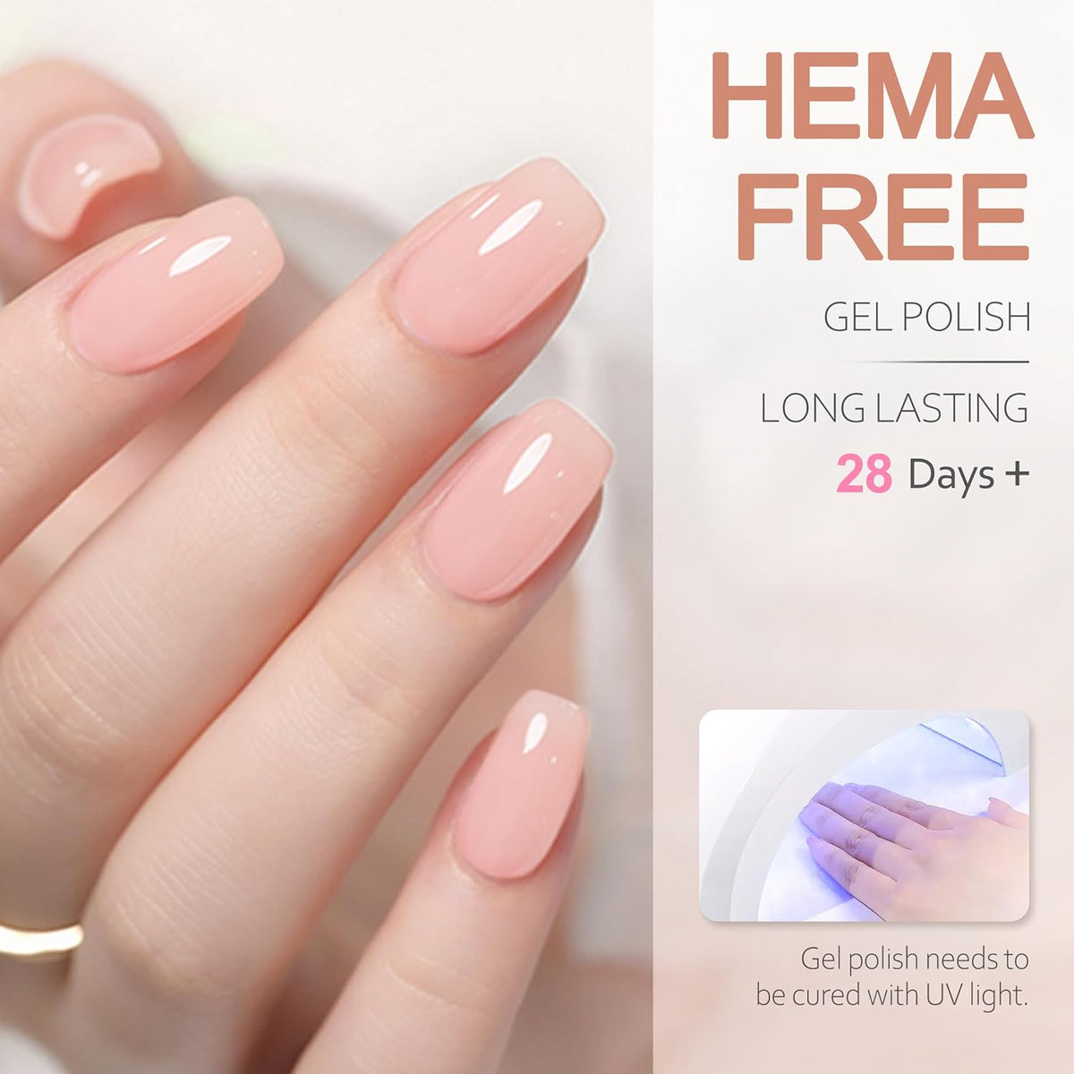 Rubber Base Builder Gel Strengthener Kit, With No Wipe Top Coat UV LED Curing, Hema Free, Vegan