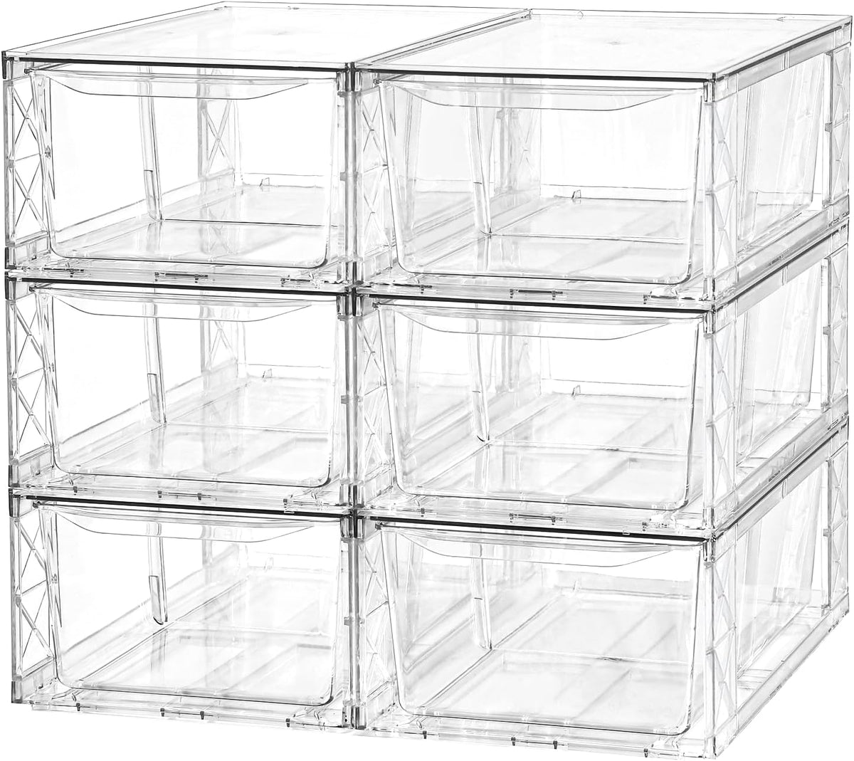 Plastic Drawers Storage, 6Pack Clear Stackable Storage Drawers, Acrylic Storage Bins with Drawers