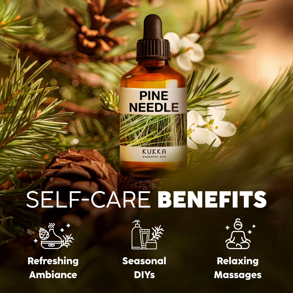Kukka Pine Essential Oil for Diffuser - 4 Fl Oz - Pine Oil, Woody Scent, for Candle, DIY Soap