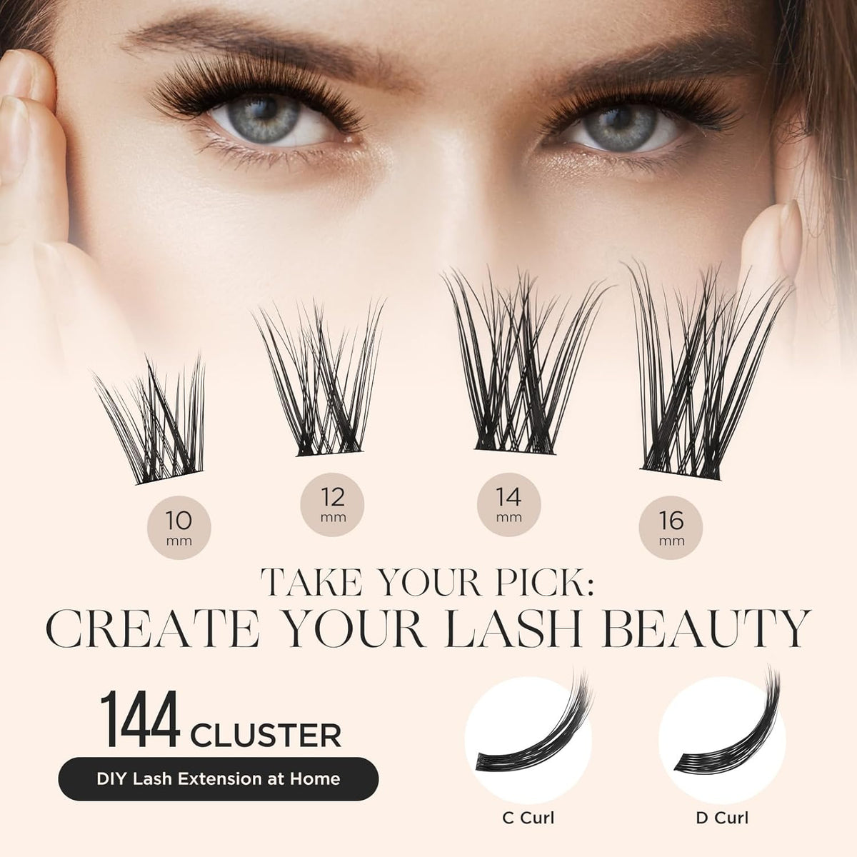 PopUp Lash Clusters 144 Pcs Cluster Lashes DIY Cluster Eyelash Extensions Mega Volume Reusable