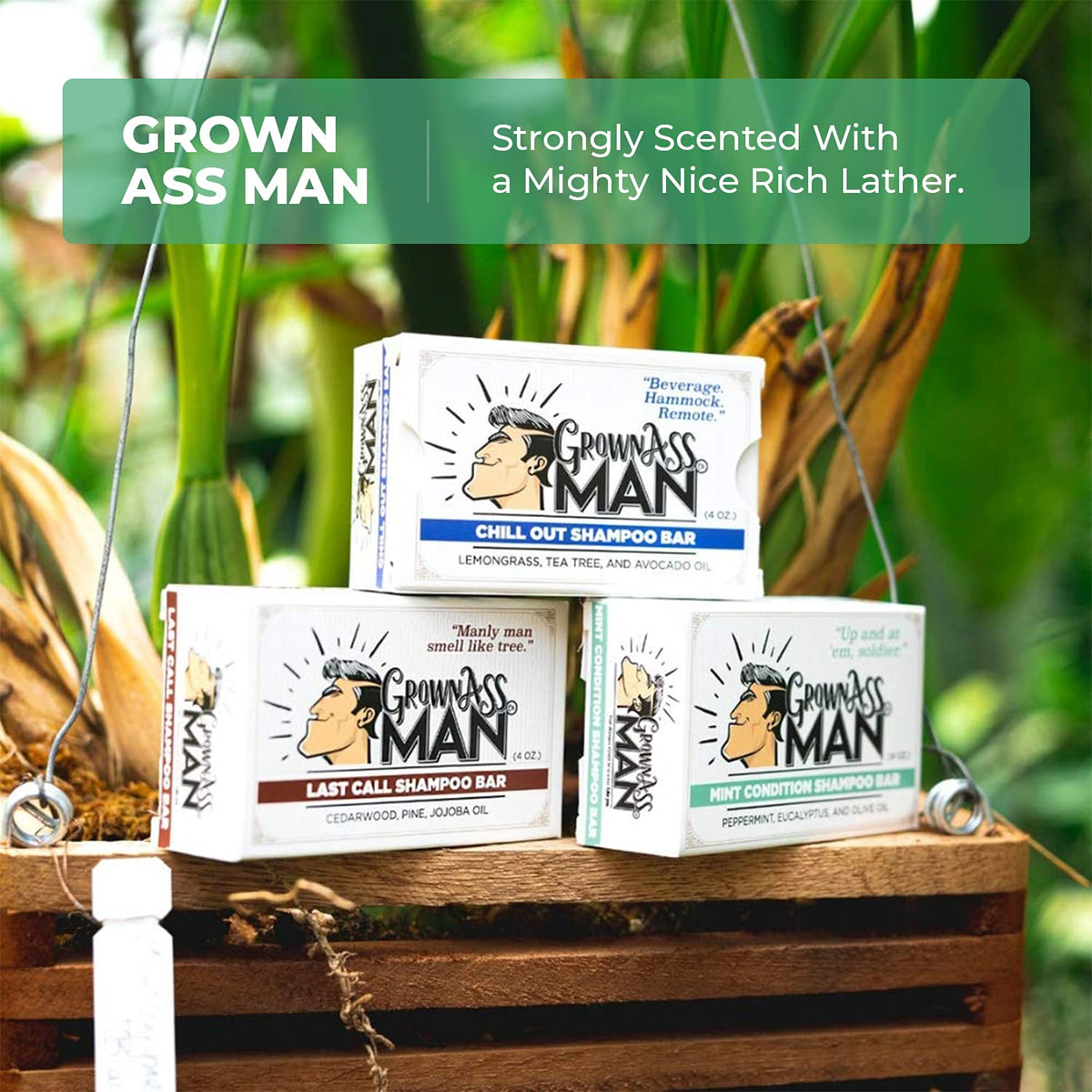 Solid Shampoo Bar Rich Lather 3 in 1: Hair, Beard & Body Wash - Plastic Free & Eco-Friendly