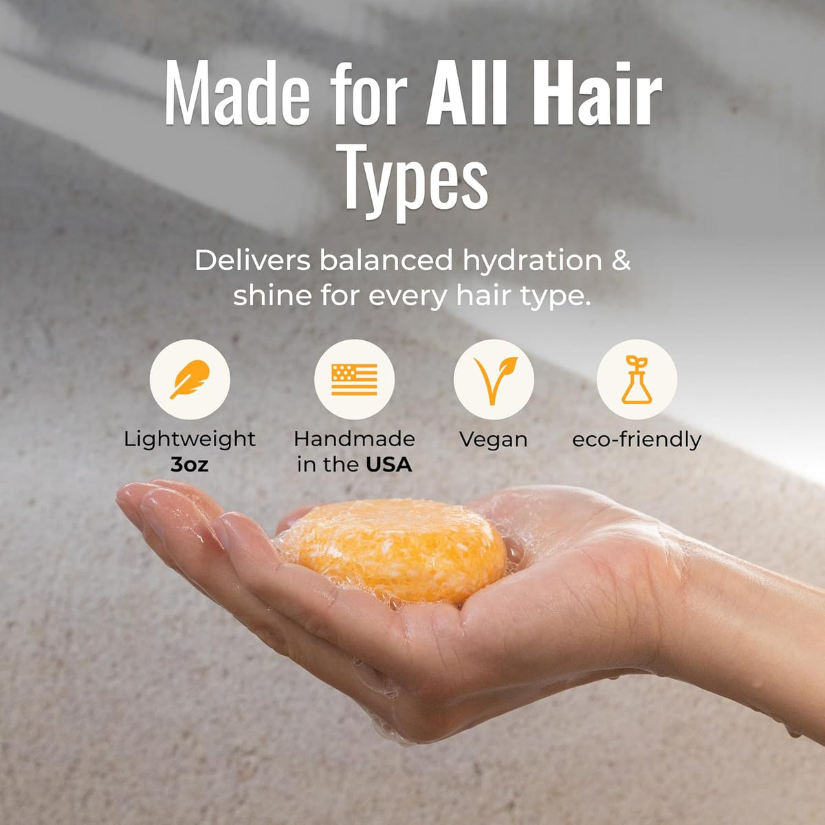 Sunshine Shampoo Bar, Vegan Solid Hair Cleanser with Mango, Orange, Pineapple, and Vanilla, for All