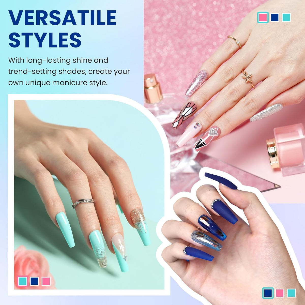 VANREESA 24 Pcs Gel Nail Polish Set, 21 Colors Gel Polish with Base Coat Glossy & Matte Top Coat