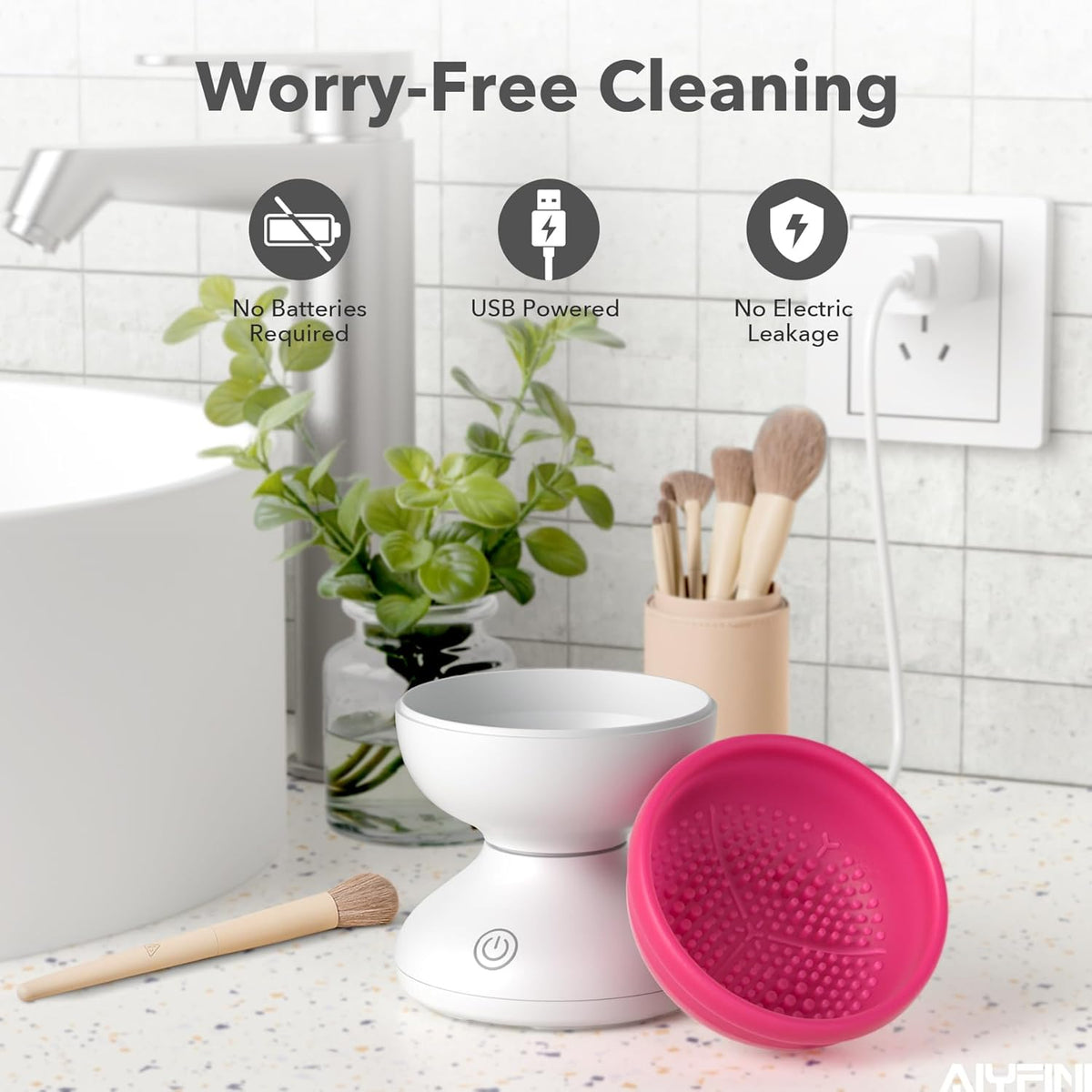 Alyfini Makeup Brush Cleaner Machine-Professional Electric Make up Brushes Cleaner Cleanser