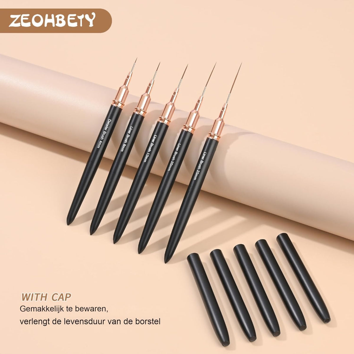 Metallic Nail Art Brushes, 5Pcs Nail Art Liner Brushes, Painting Art Design Brush Set Nail Dotting
