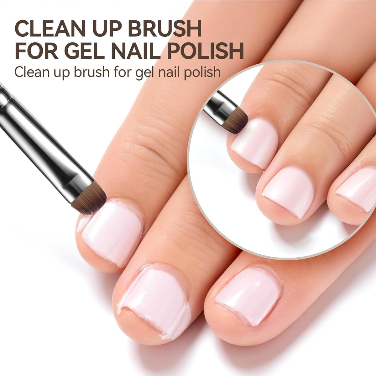 Acrylic Nail Brush for French Tips & Gel Polish Clean Up | Professional Dual-Use Brush with Wooden