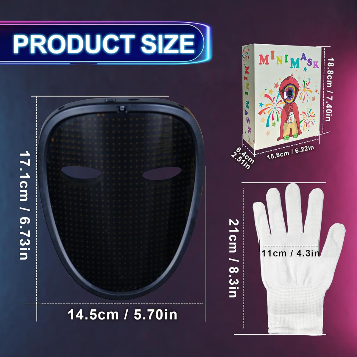 Led-Mask Gloves Halloween-Costumes For Kids Men Adult 2025, Light Up Gesture Cosplay Birthday Gifts
