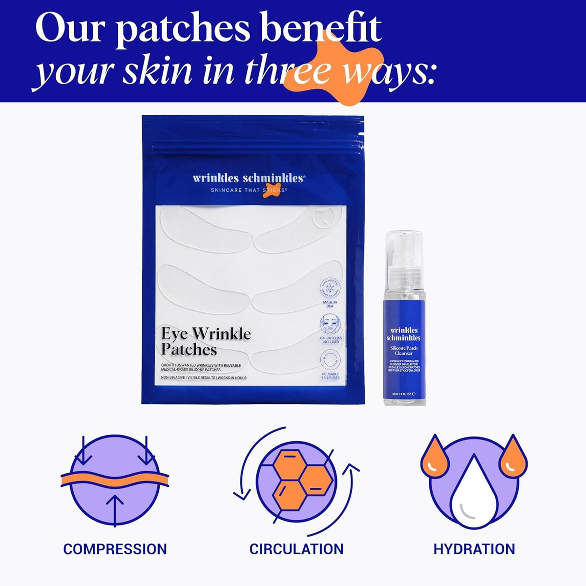 Wrinkles Schminkles Under Eye Wrinkle Starter Pack - Set of Reusable Under Eye Wrinkle Patches (3