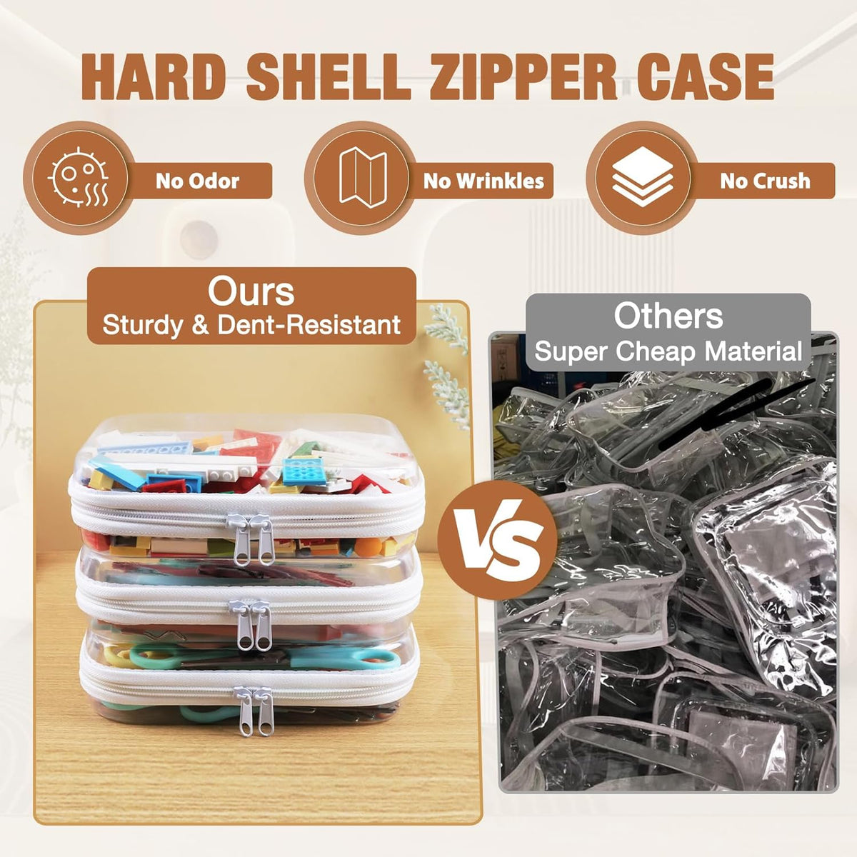 Clear Hard Shell Zipper Case 3 PCS Clear Cosmetic Make up Bag Waterproof Travel Toiletry Bag for