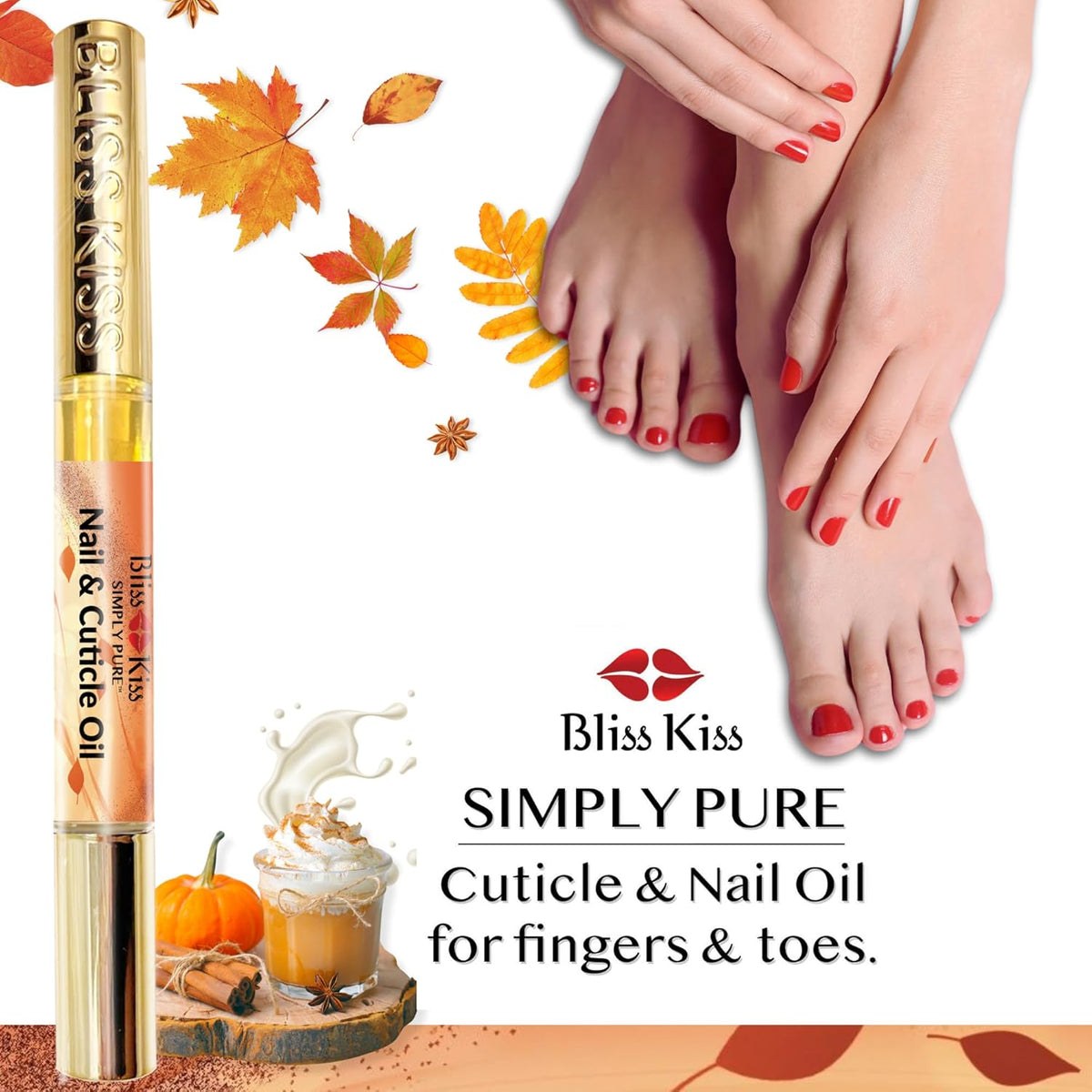 Bliss Kiss | 1 Pumpkin Spice Latte Fragrance | Nail Oil Cuticle Pen w/Vitamin E & Jojoba⏤Nail