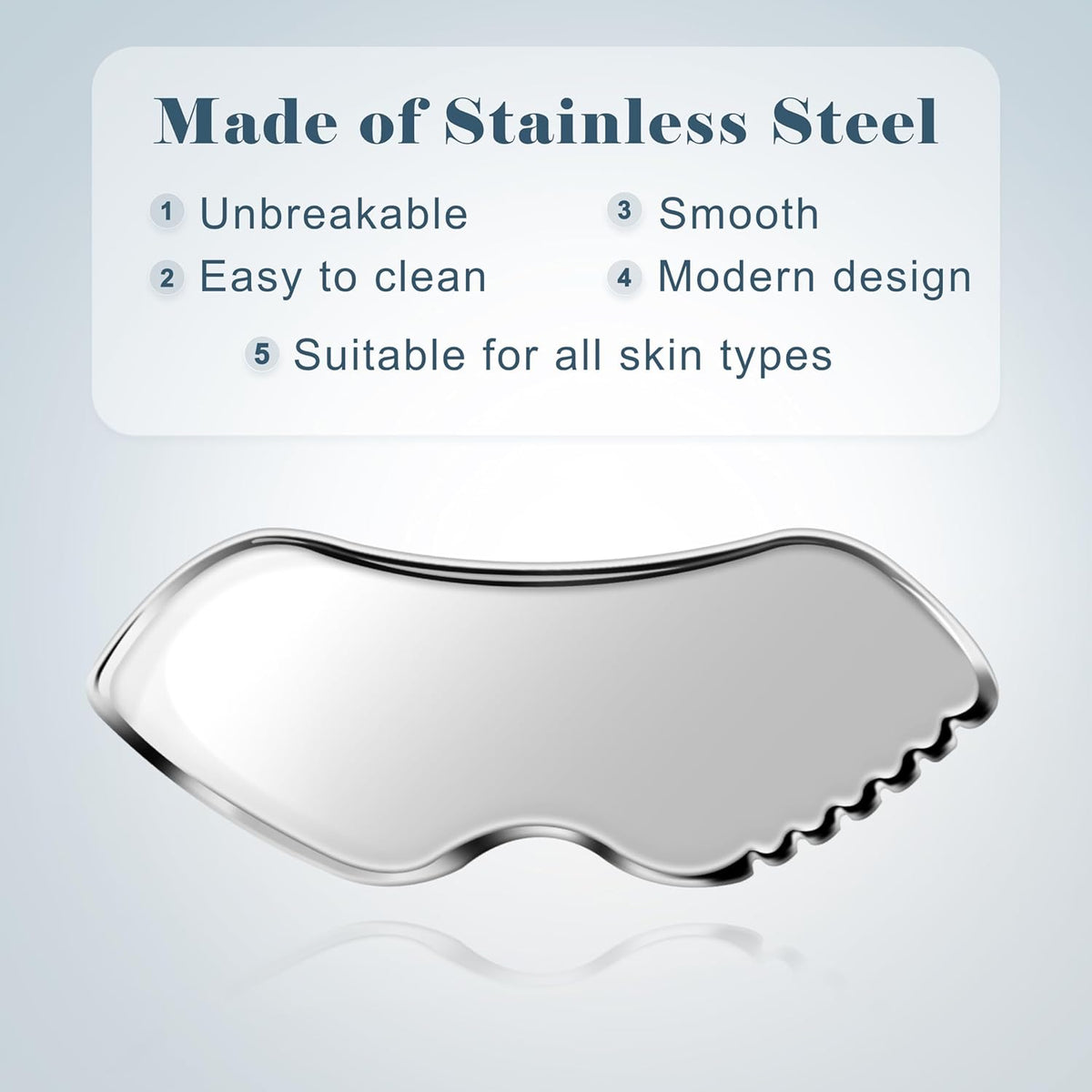 MoHern 2 Pcs Stainless Steel Gua Sha Tool, Gua Sha Facial Tools, Durable GuaSha Tool for Jawline