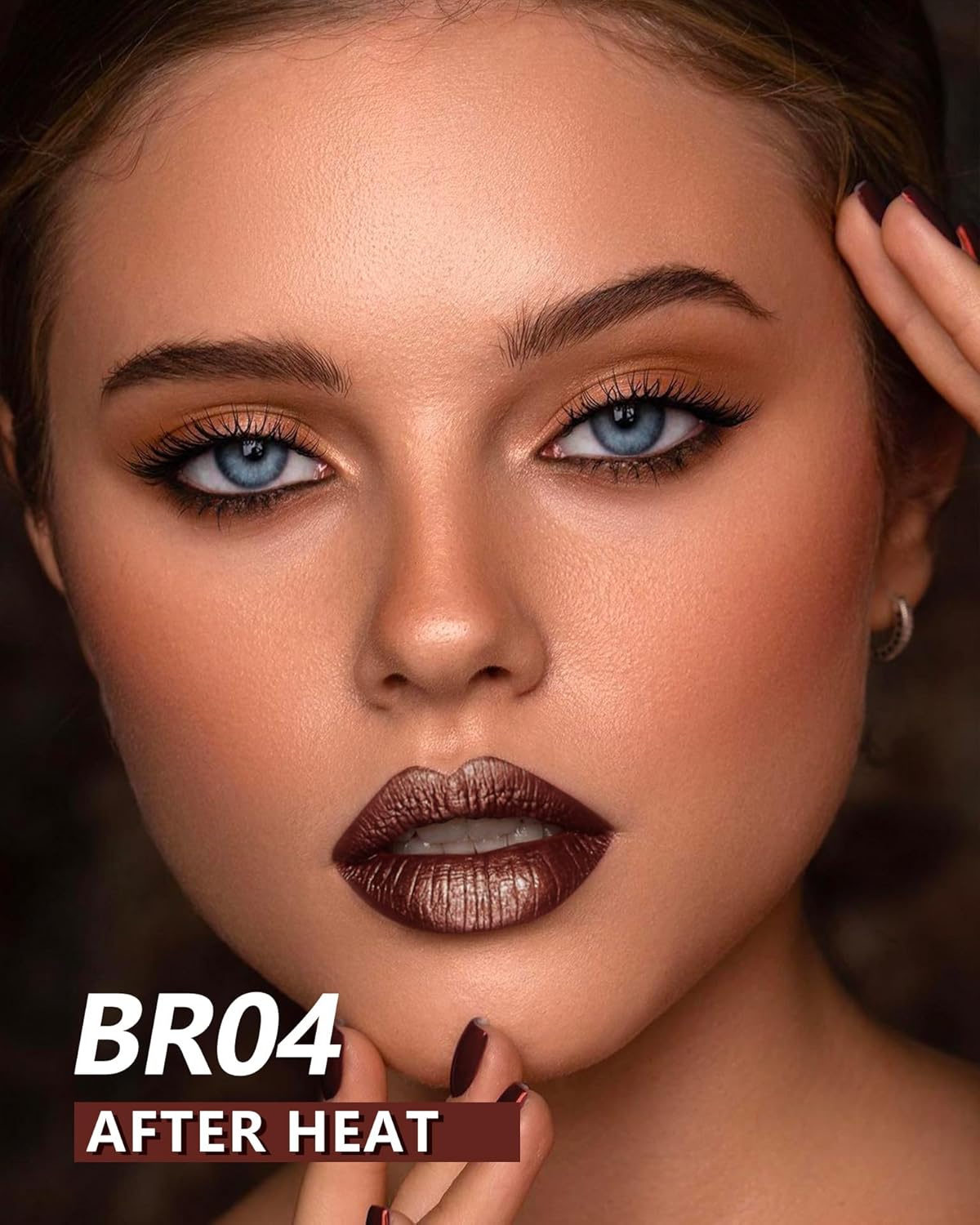 MAKI YIKA Brown Lipstick for Women Metallic Lipsticks Glitter Long Lasting Lipstick No Smudge No