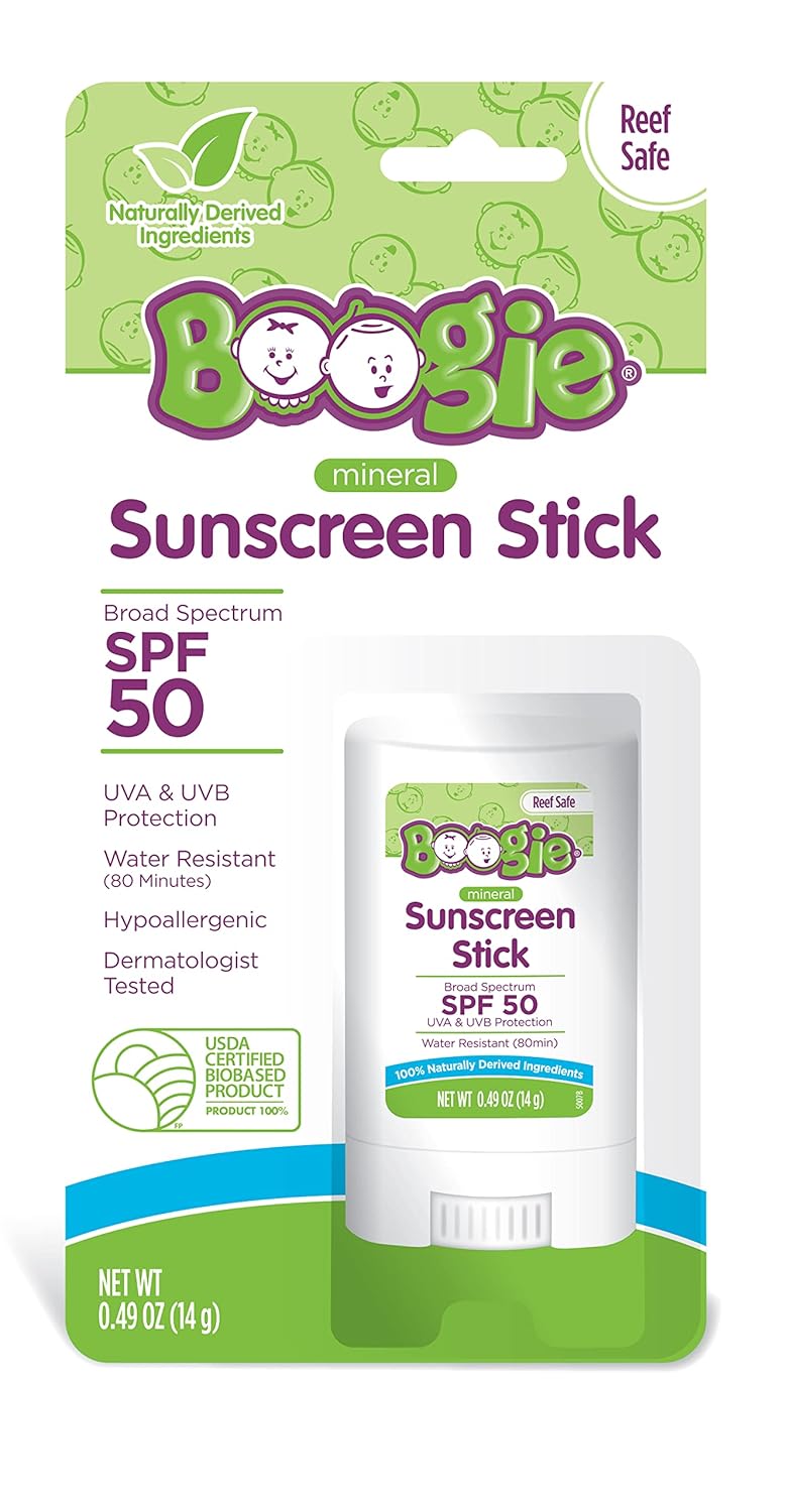 Baby Sunscreen Stick by Boogie Block, Mineral Sunscreen SPF 50, Travel Size Sunblock for Kids, Zinc