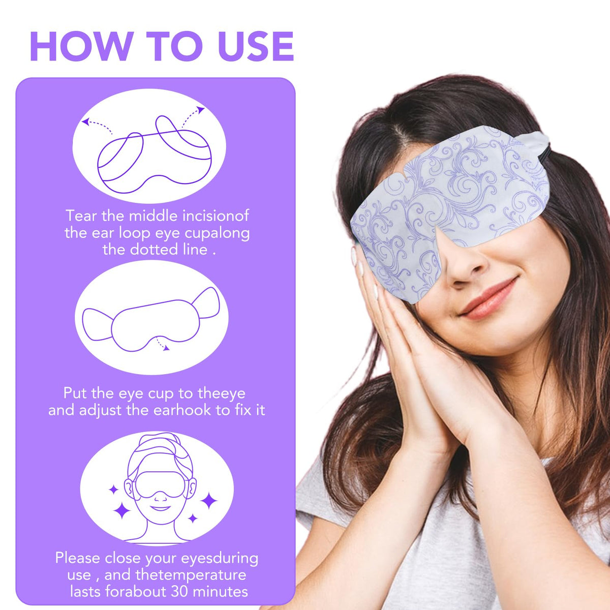 XPCARE 48 Pack Steam Eye Masks for Dry Eyes, Self Heated Steam Warm Eye Mask, Disposable Heated Eye