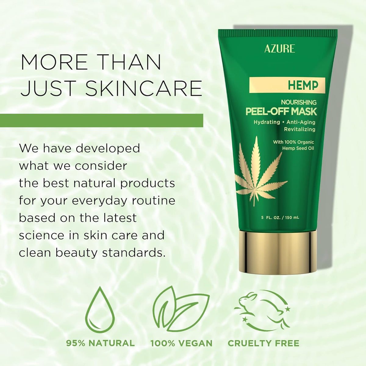 Azure Cosmetics Hemp Nourishing Peel Off Facial Mask- Anti Aging & Hydrating Face Masks - Removes